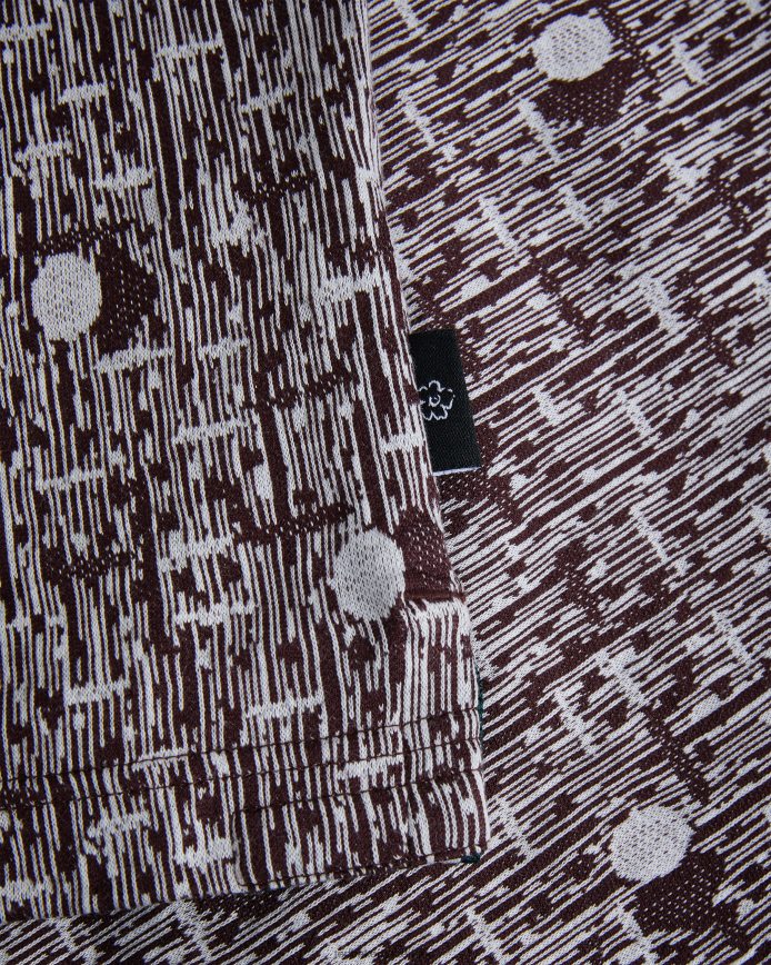 Ted Baker coreo geometrisch gebreid poloshirt kastanjebruin kleding Heren 6R02N1239