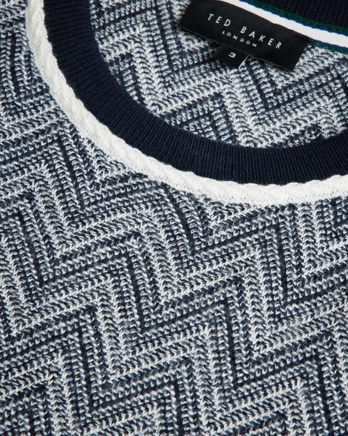 Ted Baker Nudla zigzaggebreid T-shirt marine kleding Heren 6R02N1429