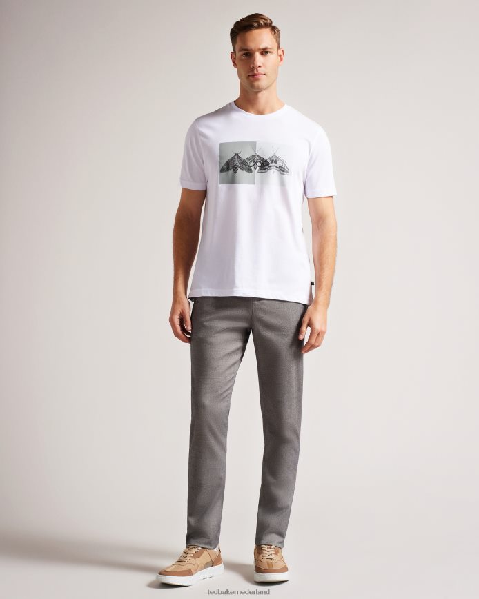 Ted Baker rewild T-shirt met korte mouwen en normale pasvorm met mottenprint wit kleding Heren 6R02N1264