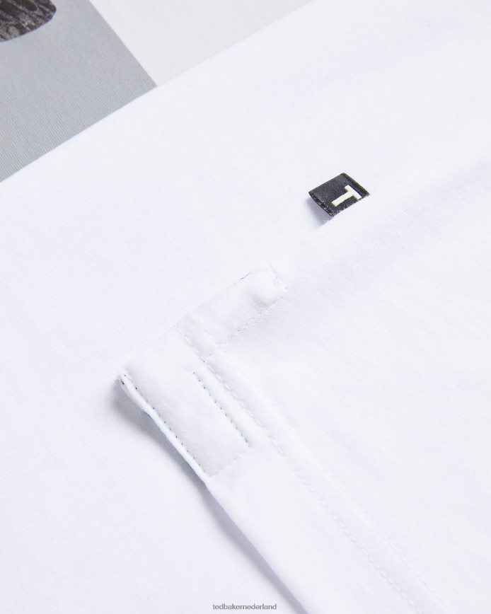 Ted Baker rewild T-shirt met korte mouwen en normale pasvorm met mottenprint wit kleding Heren 6R02N1264