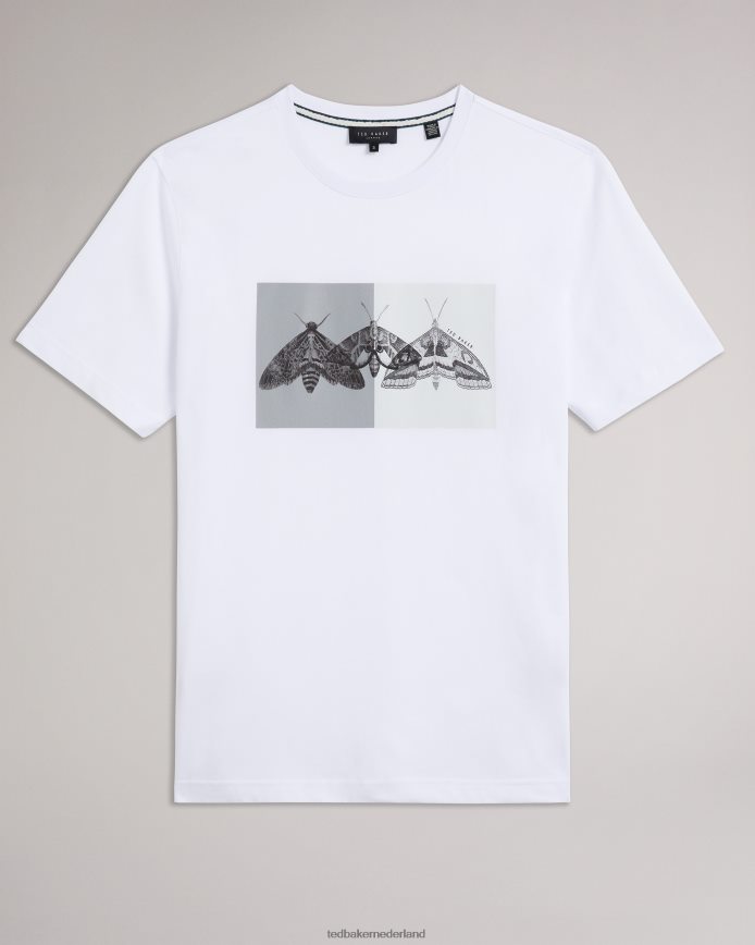 Ted Baker rewild T-shirt met korte mouwen en normale pasvorm met mottenprint wit kleding Heren 6R02N1264