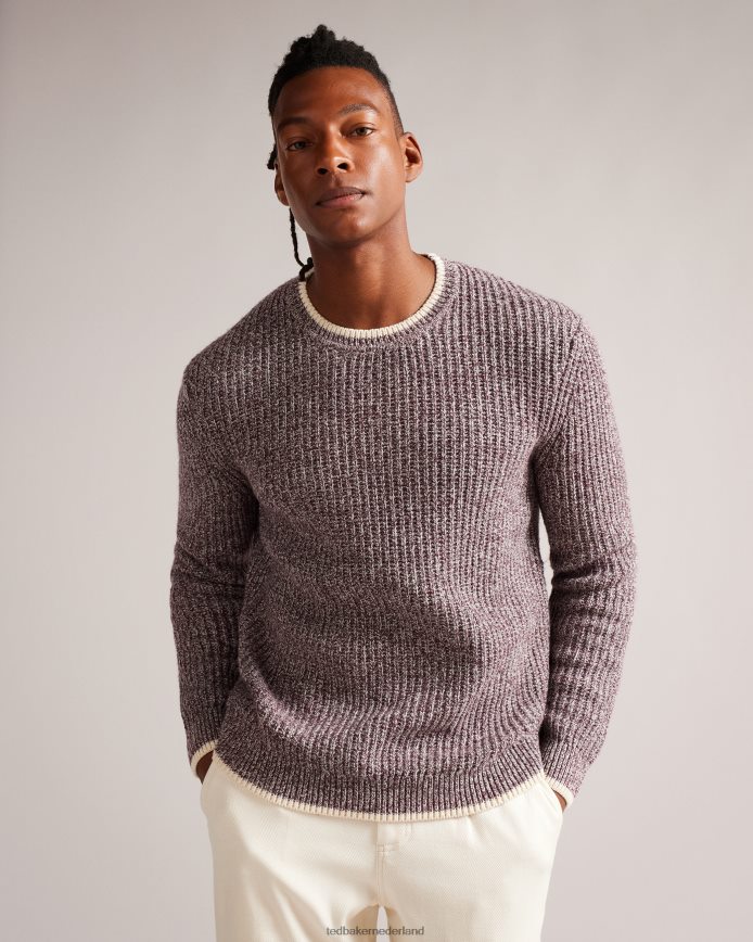 Ted Baker Overhal gebreide trui met normale pasvorm kastanjebruin kleding Heren 6R02N1295