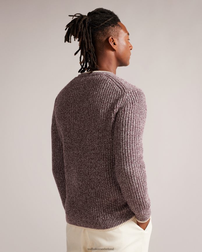 Ted Baker Overhal gebreide trui met normale pasvorm kastanjebruin kleding Heren 6R02N1295