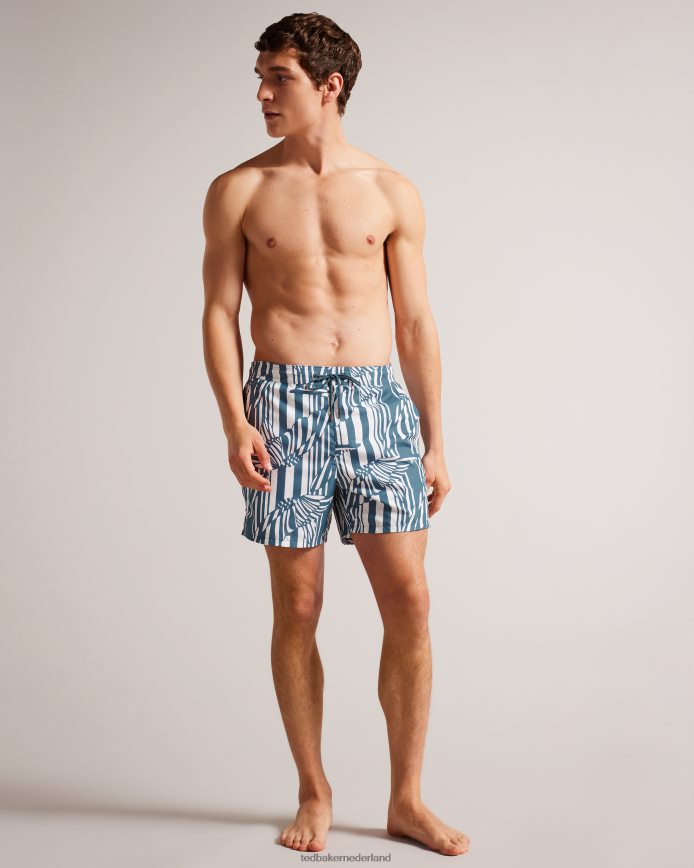 Ted Baker turfachtige zwemshort met vlinderstreepprint middelblauw kleding Heren 6R02N1485
