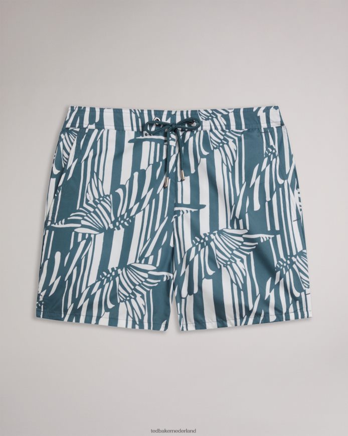 Ted Baker turfachtige zwemshort met vlinderstreepprint middelblauw kleding Heren 6R02N1485