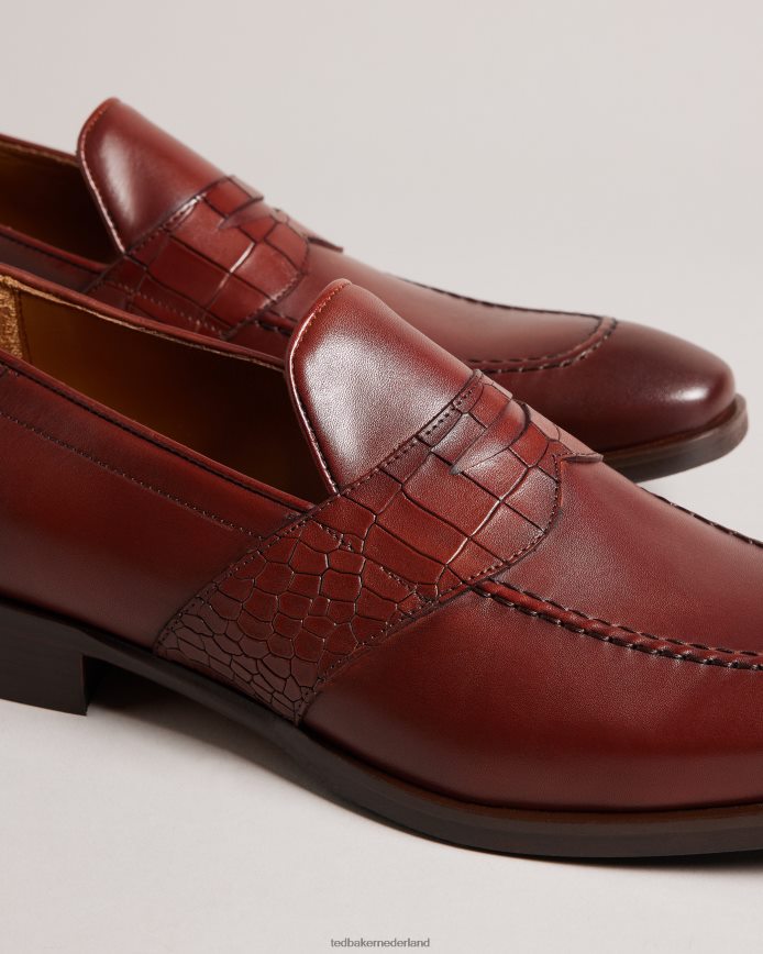 Ted Baker Antoinn leren formele loafers met krokodilleneffect bruin-chocolade schoenen Heren 6R02N1796