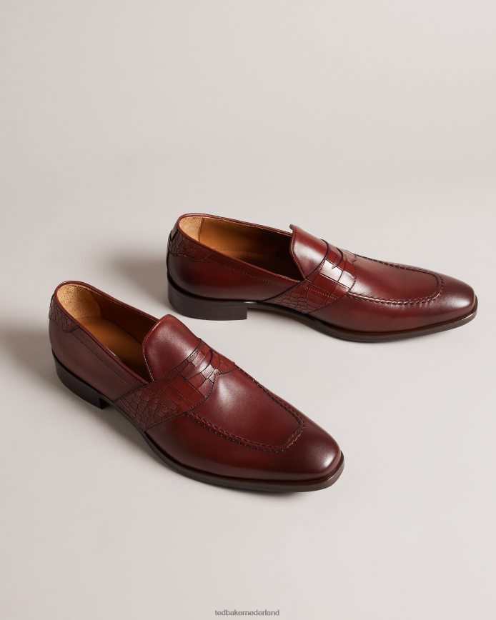 Ted Baker Antoinn leren formele loafers met krokodilleneffect bruin-chocolade schoenen Heren 6R02N1796