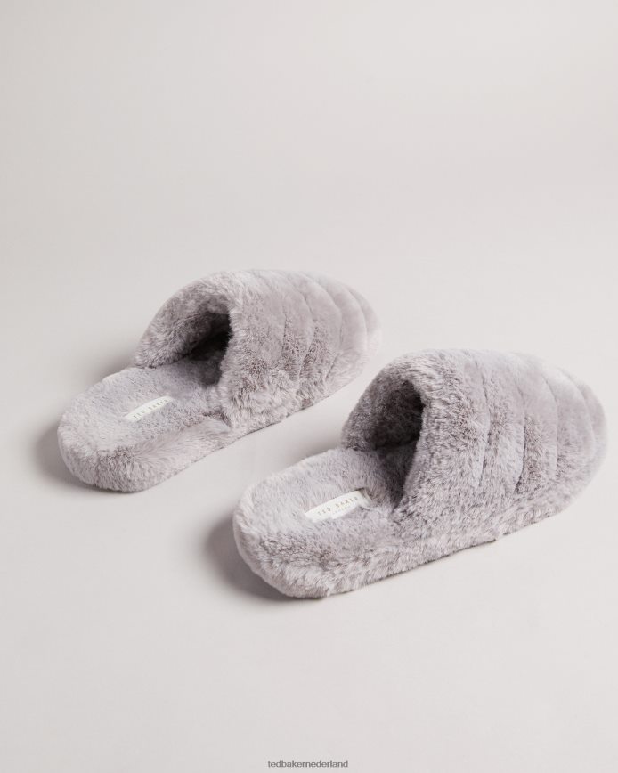 Ted Baker sloffen van nepbont lichtgrijs schoenen Heren 6R02N927