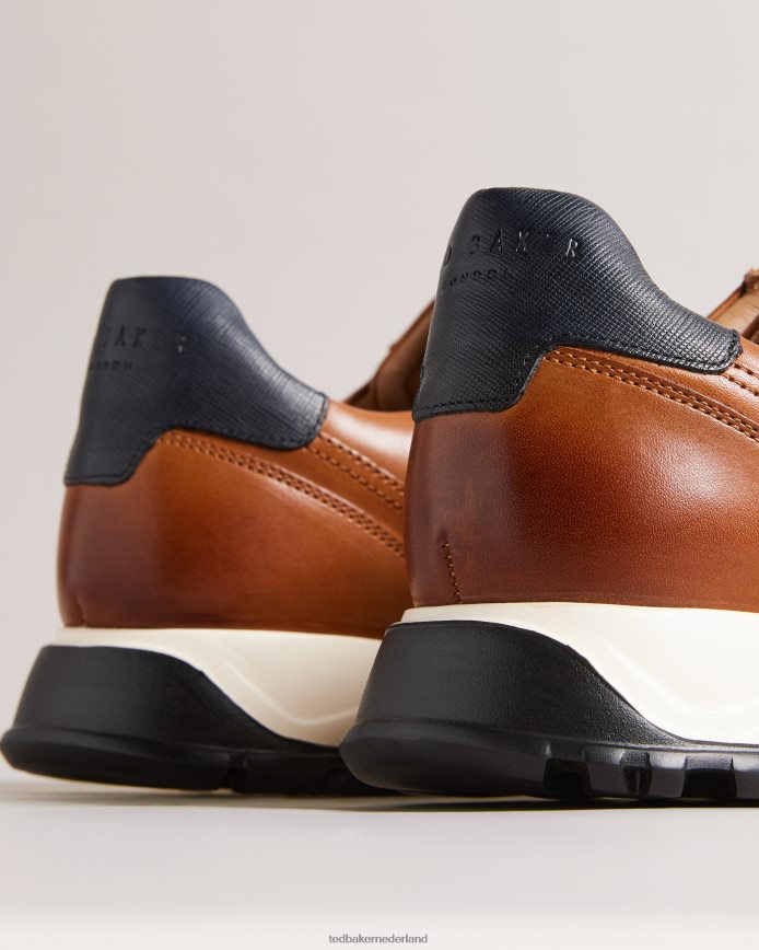 Ted Baker Frayne leren sneakers van saffianoleer bruinen schoenen Heren 6R02N1856