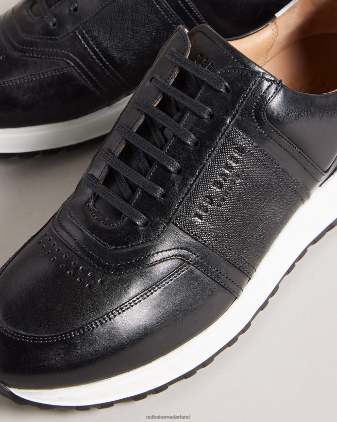 Ted Baker Frayne leren sneakers van saffianoleer zwart schoenen Heren 6R02N1910