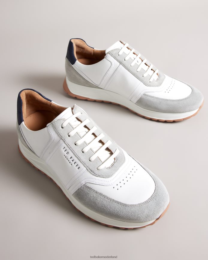 Ted Baker Frayney leren en suède t-sneakers marine schoenen Heren 6R02N1822