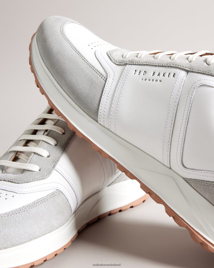 Ted Baker Frayney leren en suède t-sneakers marine schoenen Heren 6R02N1822