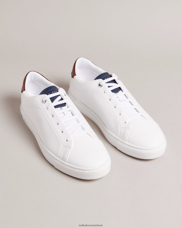Ted Baker triloba eenvoudige sneaker met veters wit rood schoenen Heren 6R02N1836