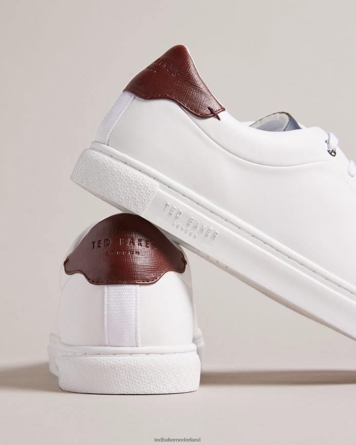 Ted Baker triloba eenvoudige sneaker met veters wit rood schoenen Heren 6R02N1836