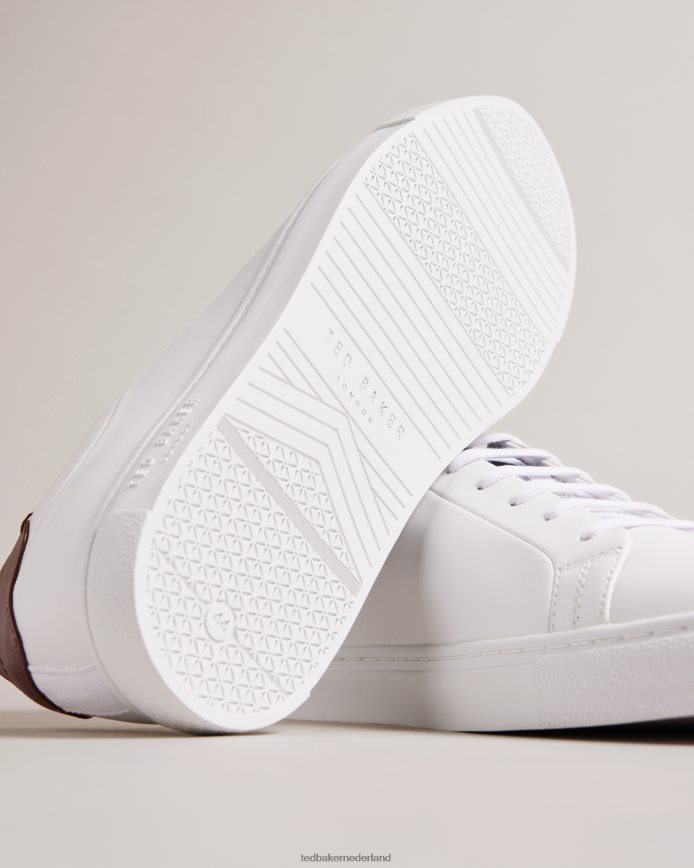 Ted Baker triloba eenvoudige sneaker met veters wit rood schoenen Heren 6R02N1836