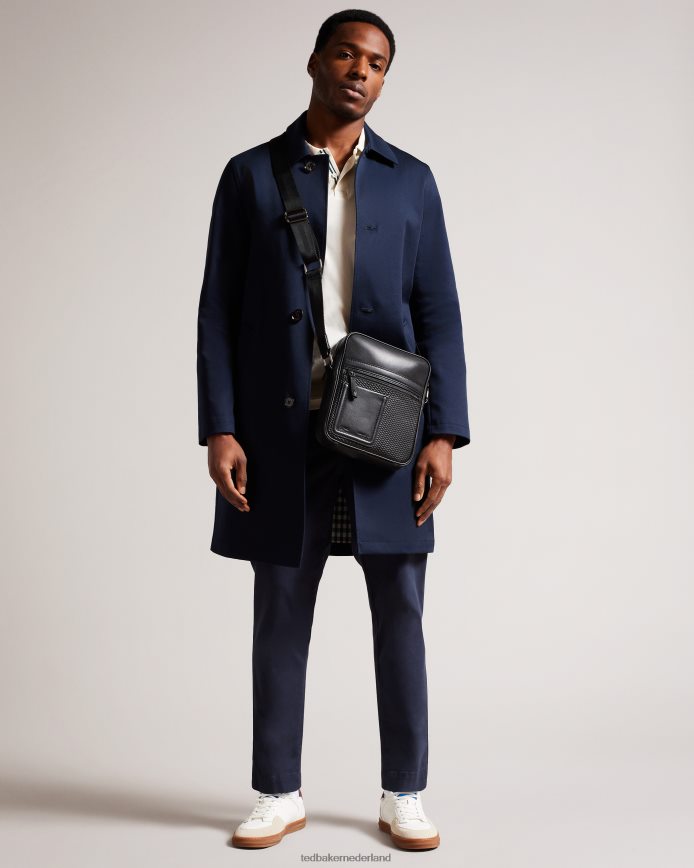 Ted Baker Canney leren flightbag met structuur zwart Tassen Heren 6R02N1750