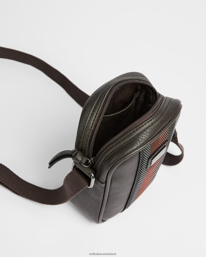 Ted Baker Sundie mini leren crossbodytas bruin-chocolade Tassen Heren 6R02N1786