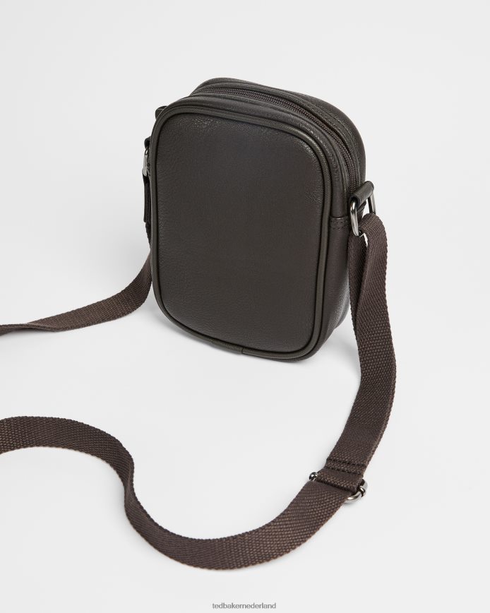 Ted Baker Sundie mini leren crossbodytas bruin-chocolade Tassen Heren 6R02N1786
