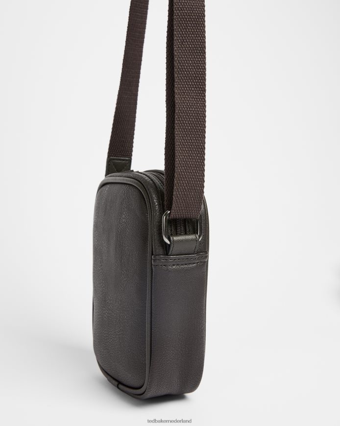 Ted Baker Sundie mini leren crossbodytas bruin-chocolade Tassen Heren 6R02N1786