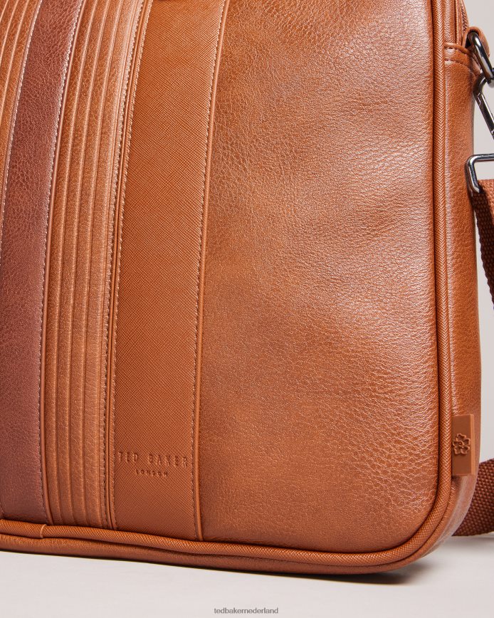 Ted Baker Neverver gestreepte pu-documententas bruinen Tassen Heren 6R02N1748