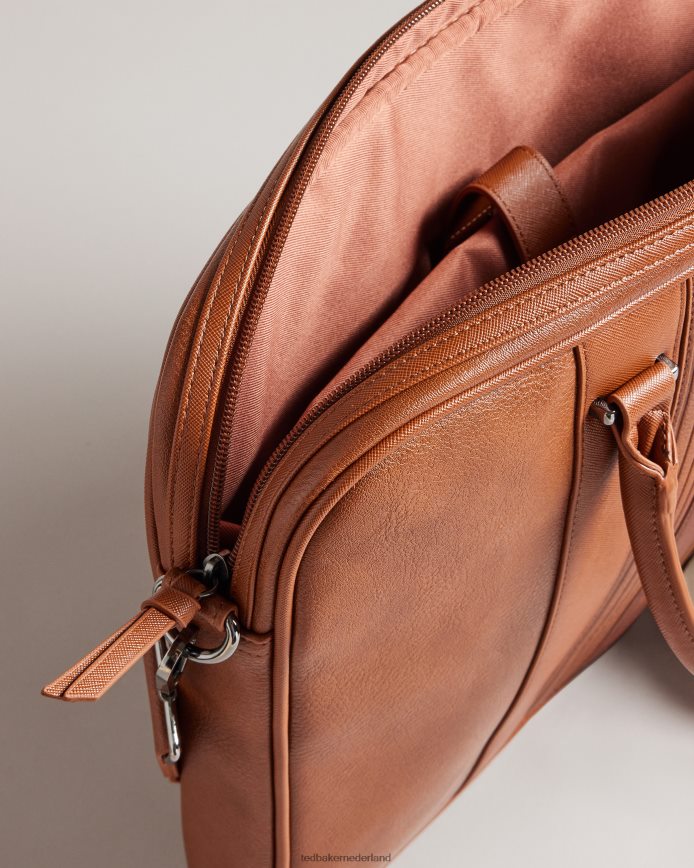 Ted Baker Neverver gestreepte pu-documententas bruinen Tassen Heren 6R02N1748