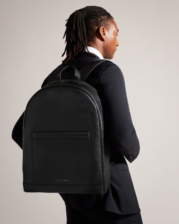 Ted Baker Nikolai Saffiano leren rugzak zwart Tassen Heren 6R02N1779