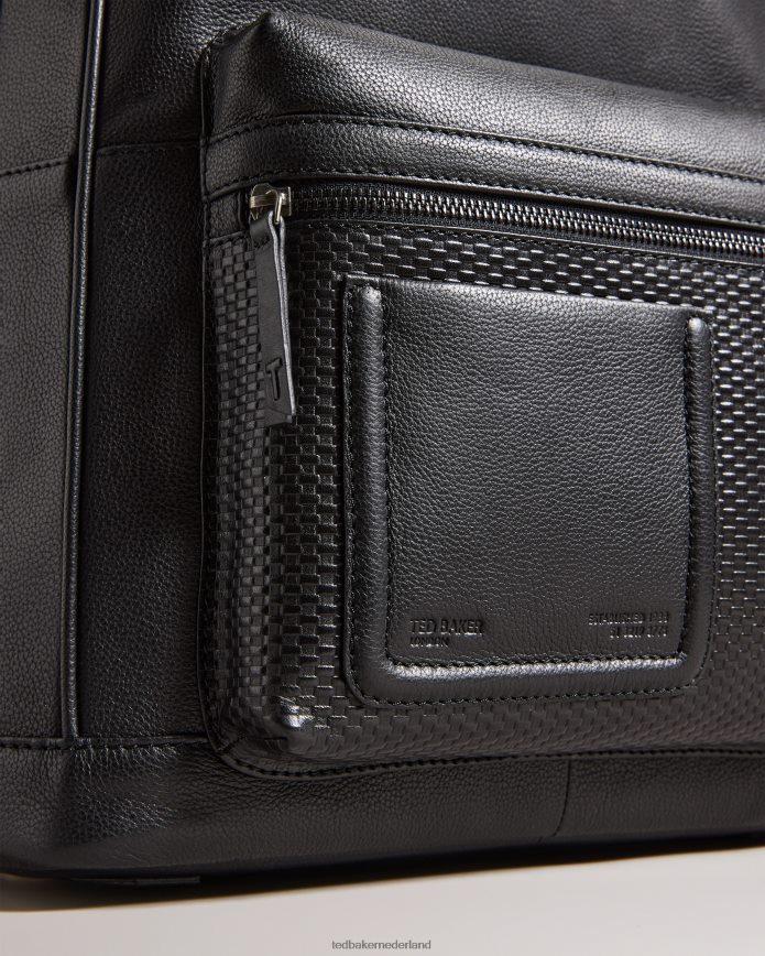 Ted Baker konvooi leren rugzak met textuur zwart Tassen Heren 6R02N1759