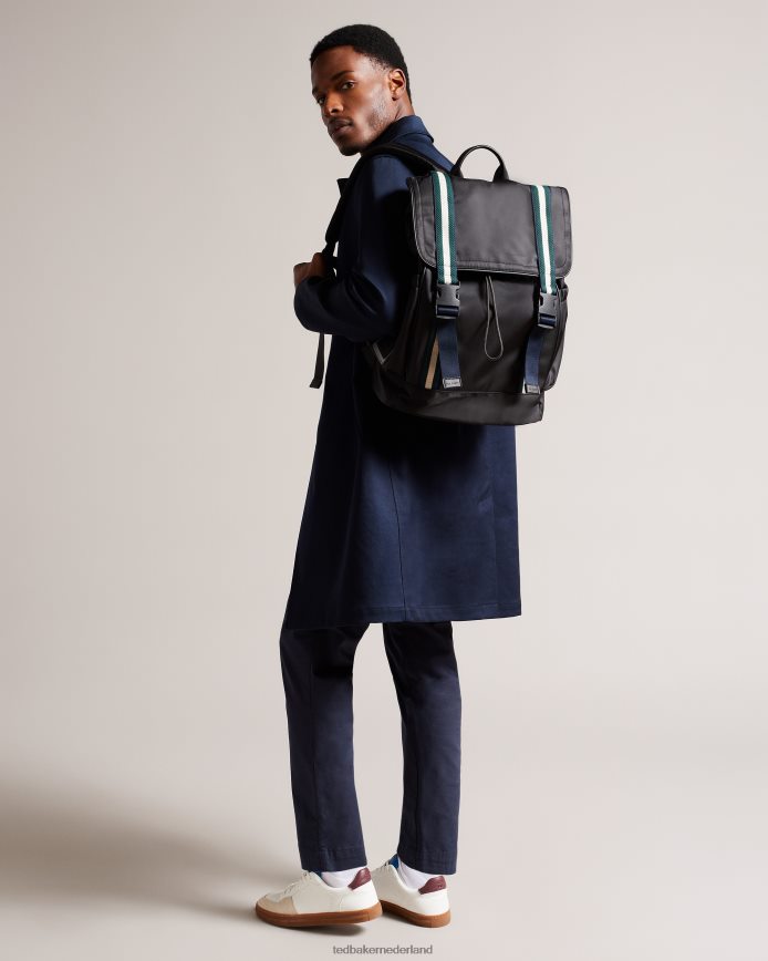 Ted Baker matew keperstof retro sportrugzak zwart Tassen Heren 6R02N1746