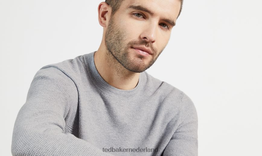 Ted Baker Staylay getextureerde trui met ronde hals grijze mergel kleding Heren 6R02N1695