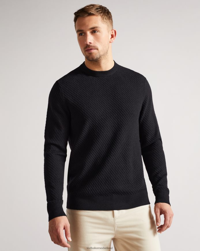 Ted Baker knares ls getextureerde trui met ronde hals dk-marine kleding Heren 6R02N1668