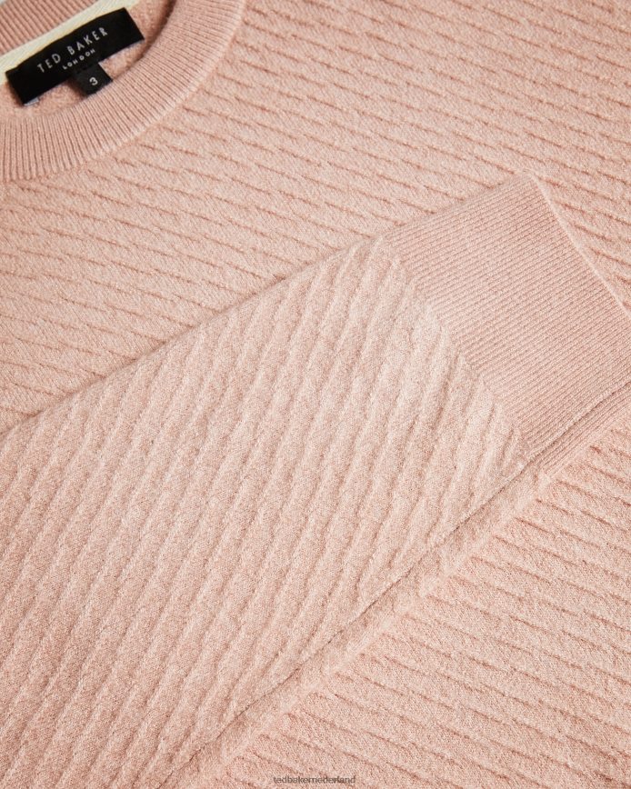 Ted Baker knares ls getextureerde trui met ronde hals roze kleding Heren 6R02N1717