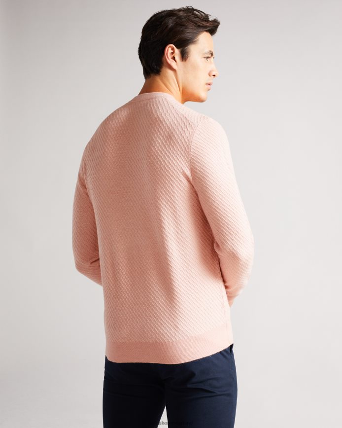 Ted Baker knares ls getextureerde trui met ronde hals roze kleding Heren 6R02N1717