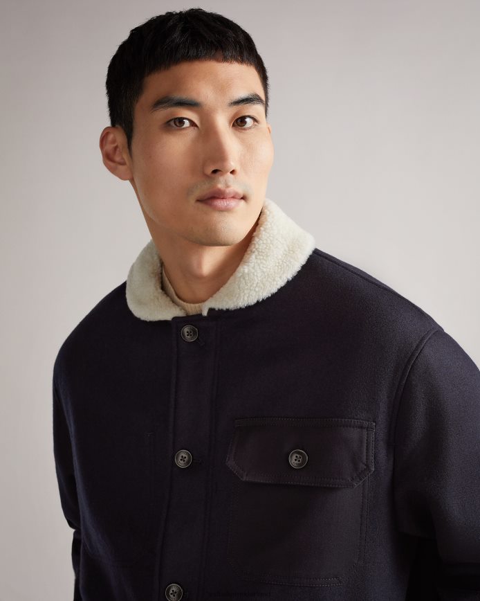 Ted Baker Jansky jas van gebonden wol marine kleding Heren 6R02N1667