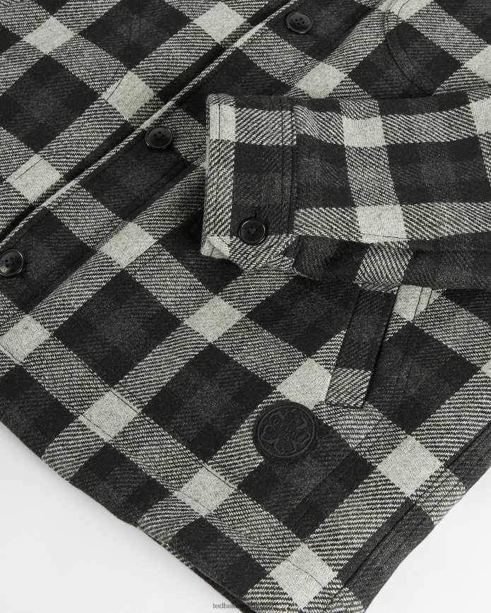 Ted Baker schuin geruite, met wol gewatteerde shacket grijs kleding Heren 6R02N1670