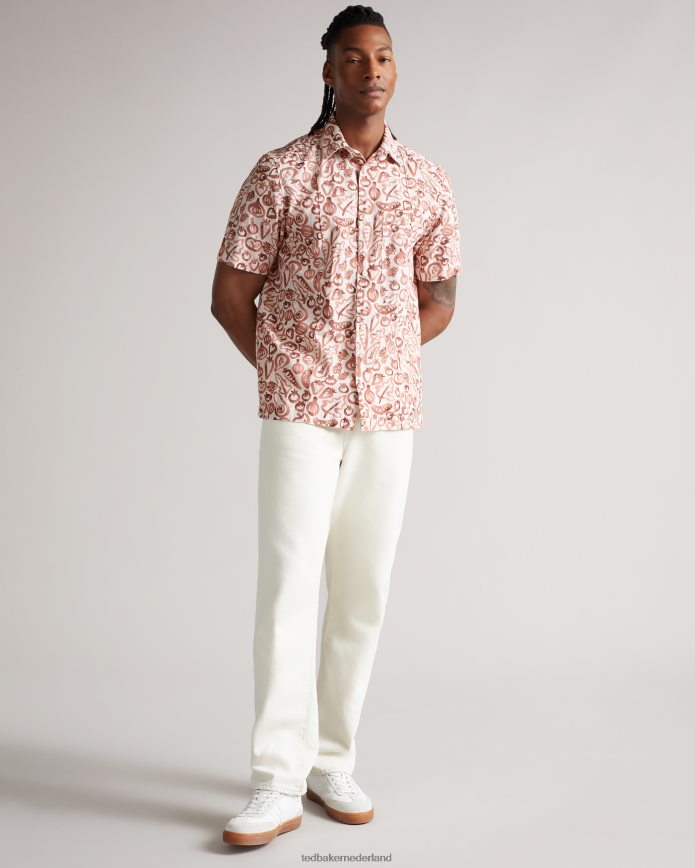 Ted Baker Argo SS overhemd met groenteprint donker oranje kleding Heren 6R02N1641