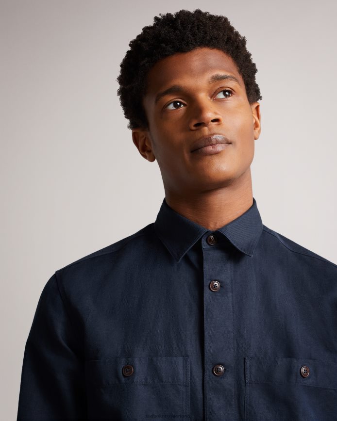 Ted Baker amoret harrington shacket met lange mouwen marine kleding Heren 6R02N1638