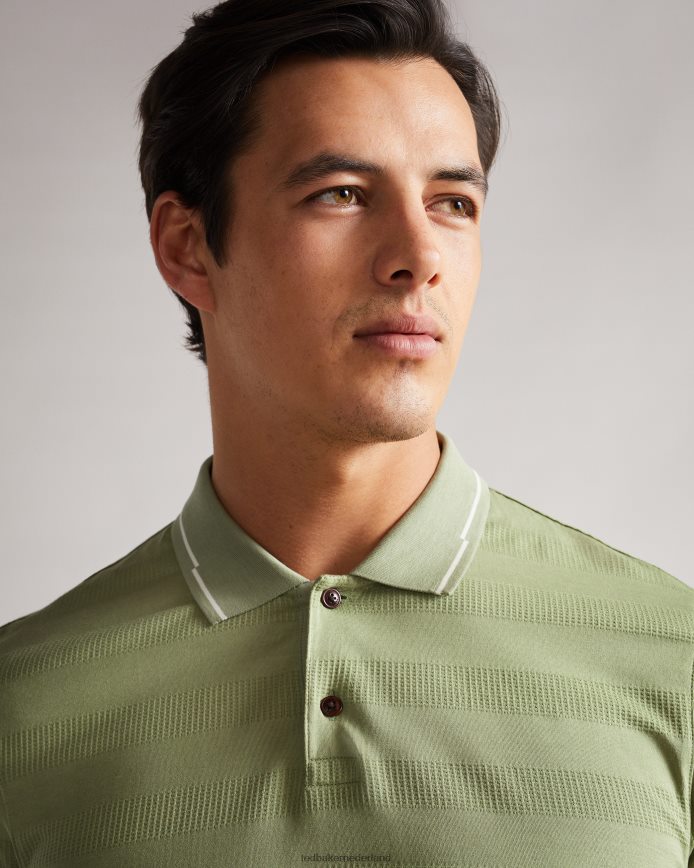 Ted Baker Irby SS-polo met getextureerde strepen lichtgroen kleding Heren 6R02N1691