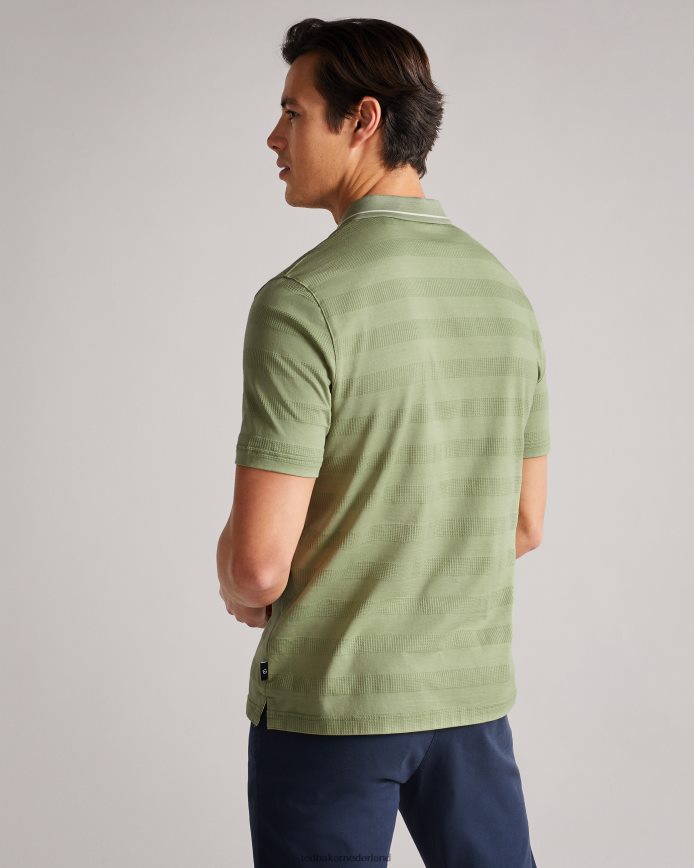 Ted Baker Irby SS-polo met getextureerde strepen lichtgroen kleding Heren 6R02N1691