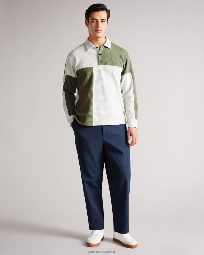 Ted Baker Wickam wafelgebreid poloshirt met panelen grijze mergel kleding Heren 6R02N1671