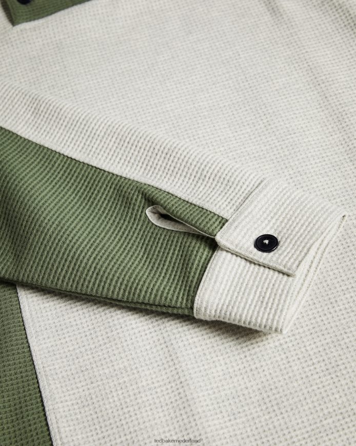 Ted Baker Wickam wafelgebreid poloshirt met panelen grijze mergel kleding Heren 6R02N1671