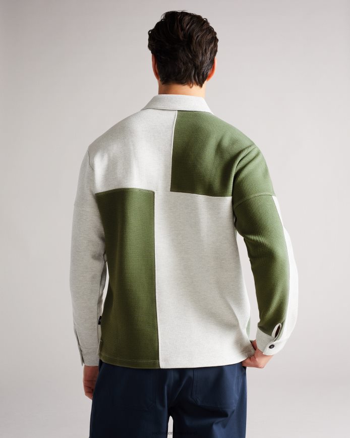 Ted Baker Wickam wafelgebreid poloshirt met panelen grijze mergel kleding Heren 6R02N1671