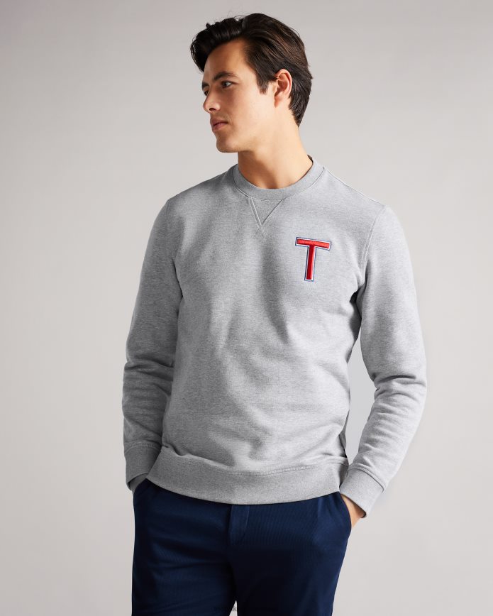 Ted Baker welloe ls varsity t-sweatshirt grijze mergel kleding Heren 6R02N1678