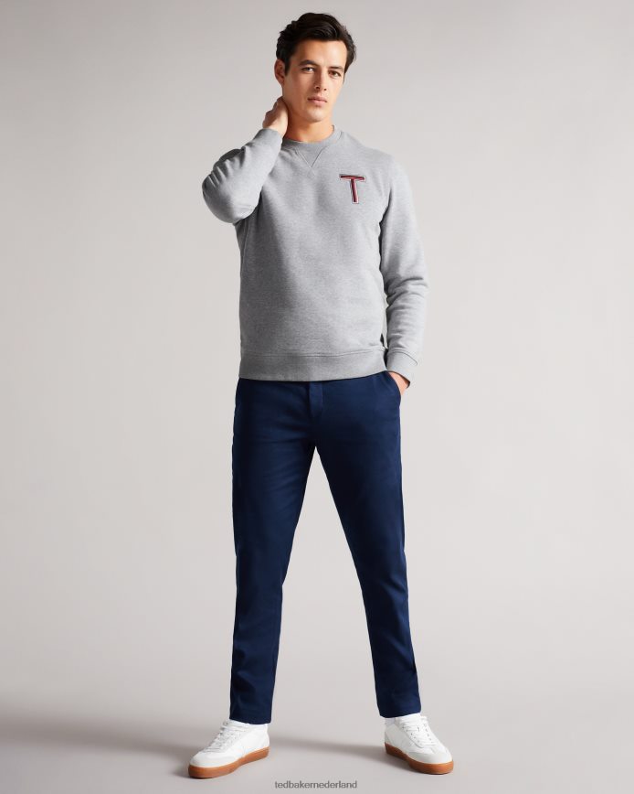 Ted Baker welloe ls varsity t-sweatshirt grijze mergel kleding Heren 6R02N1678