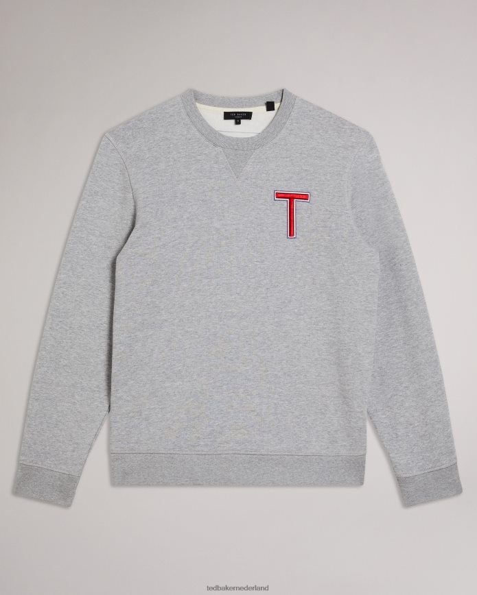 Ted Baker welloe ls varsity t-sweatshirt grijze mergel kleding Heren 6R02N1678