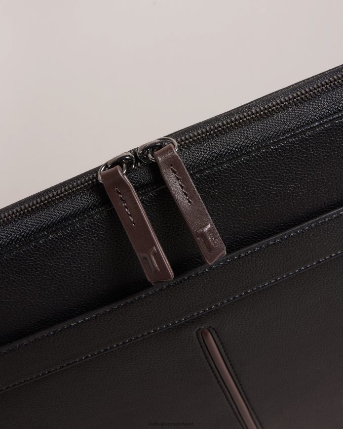 Ted Baker pruimkleurige 15 inch kunstleren laptoptas zwart cadeaus Heren 6R02N2115