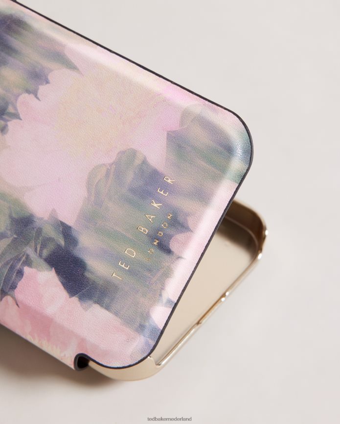 Ted Baker geld wazig bloemenspiegel folio iphone 12 en 12 pro roze huishoudartikelen verzameling 6R02N2113