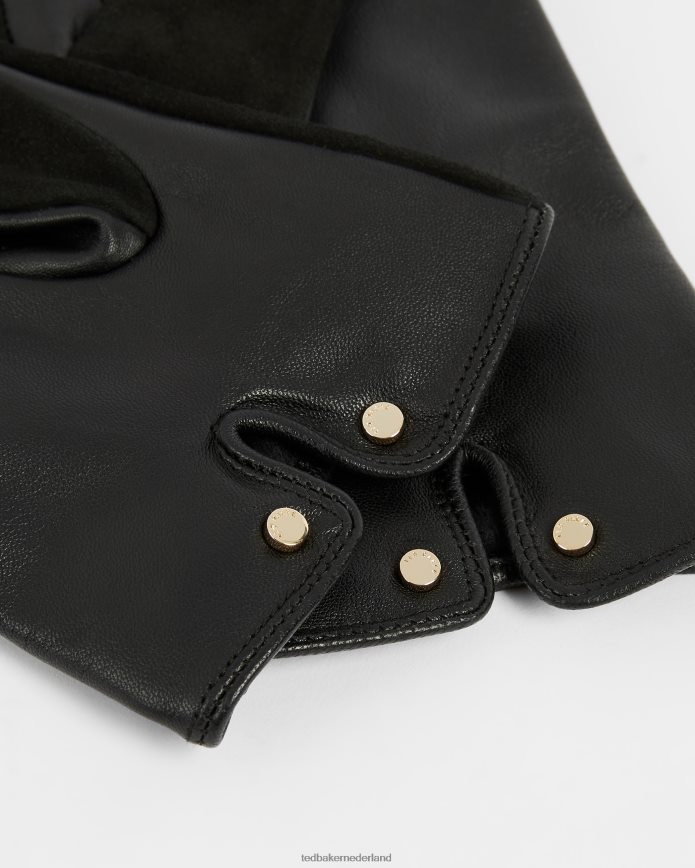 Ted Baker Arlett suède handschoen met zweepsteekdetail zwart accessoires vrouwen 6R02N1144