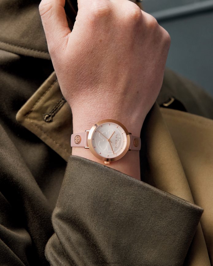 Ted Baker Ammmy leren horloge met magnolia detail roze accessoires vrouwen 6R02N972