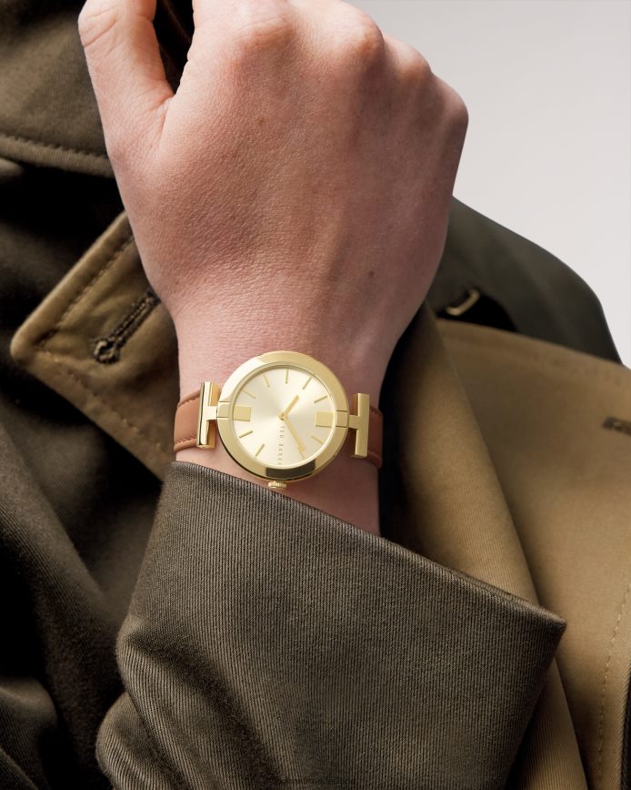 Ted Baker Darbii T-frame horloge met leren band bruinen accessoires vrouwen 6R02N1053