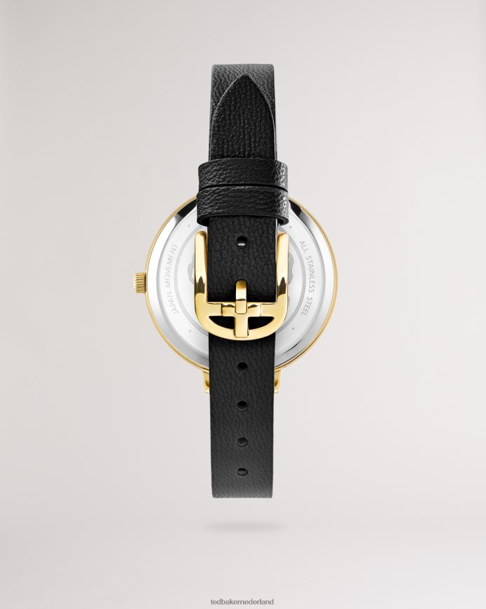 Ted Baker Horloge verfraaid met chessa-kristallen en band van veganistisch leer zwart accessoires vrouwen 6R02N1037